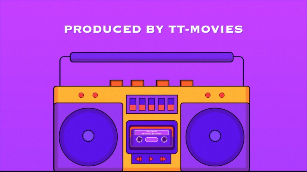 Ein Gehtto-Balster steht vor einem lila Hintergrund. Das Bild ist im Cartoon-Stil.