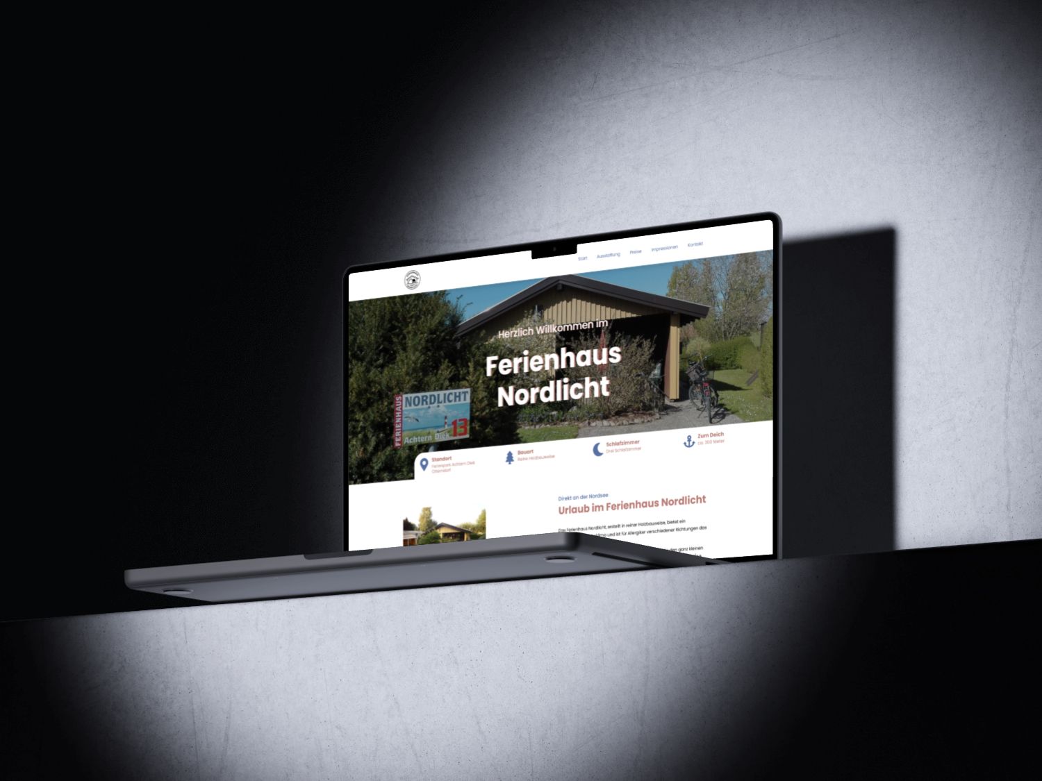 Ferienhaus Nordlicht Website Mockup