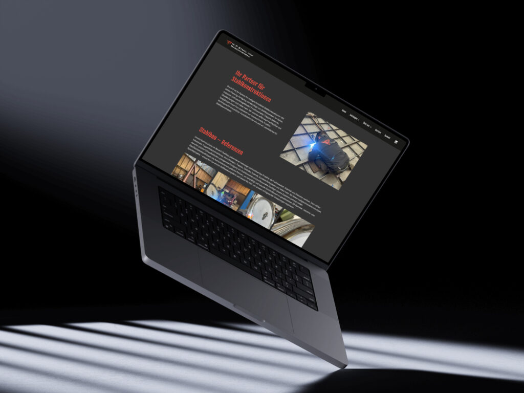 H+P Stahl- und Maschinenbau Website Mockup auf einem Laptop