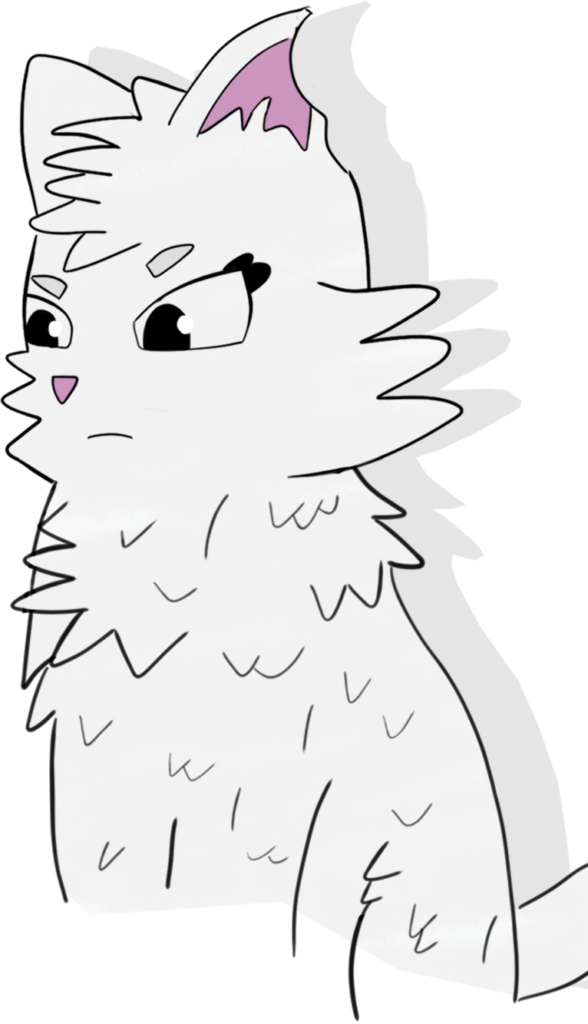 Eine Katze namens Anima. Sie ist ein Charakter aus dem illustrierten Comic "Machtkampf"