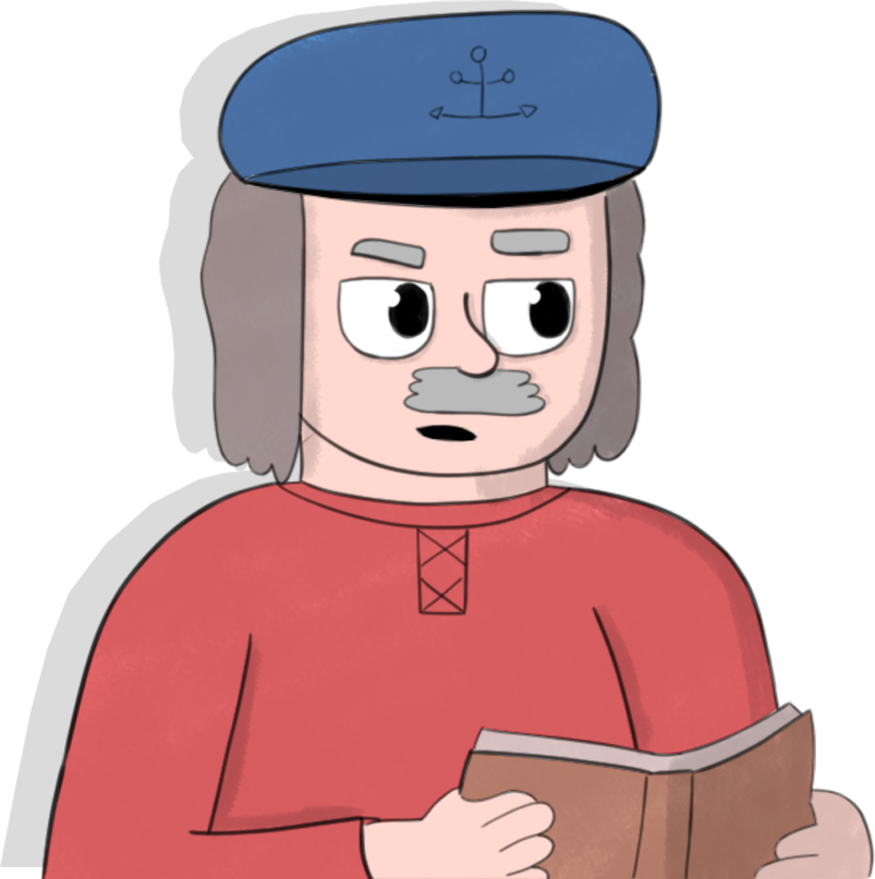 Ein Schiffskapitän namens Captain. Er ist ein Charakter aus dem illustrierten Comic "Machtkampf"